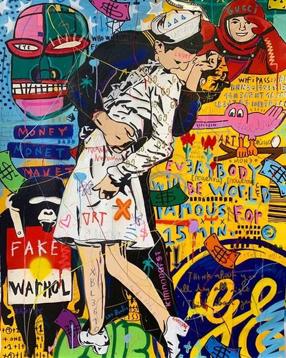 🎨 Quadro Graffiti Astratto Street Art – Stampa Moderna Colorata per Arredo Creativo