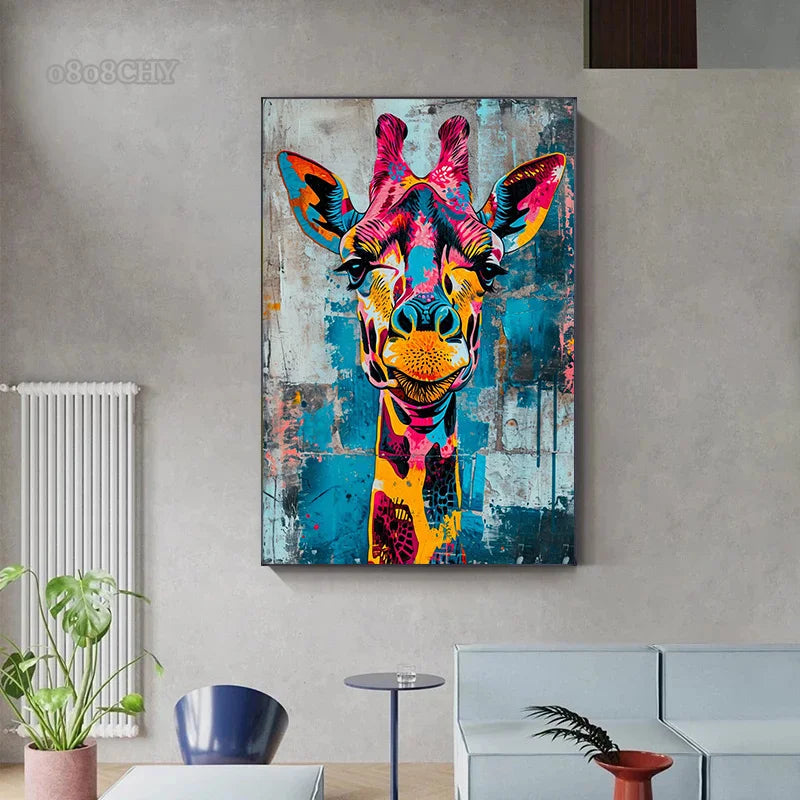 Abstract Animals Cat Lion Graffiti Art Canvas Painting Colorful Animal Wall Art Poster Prints Pictures Cuadros Living Room Decor