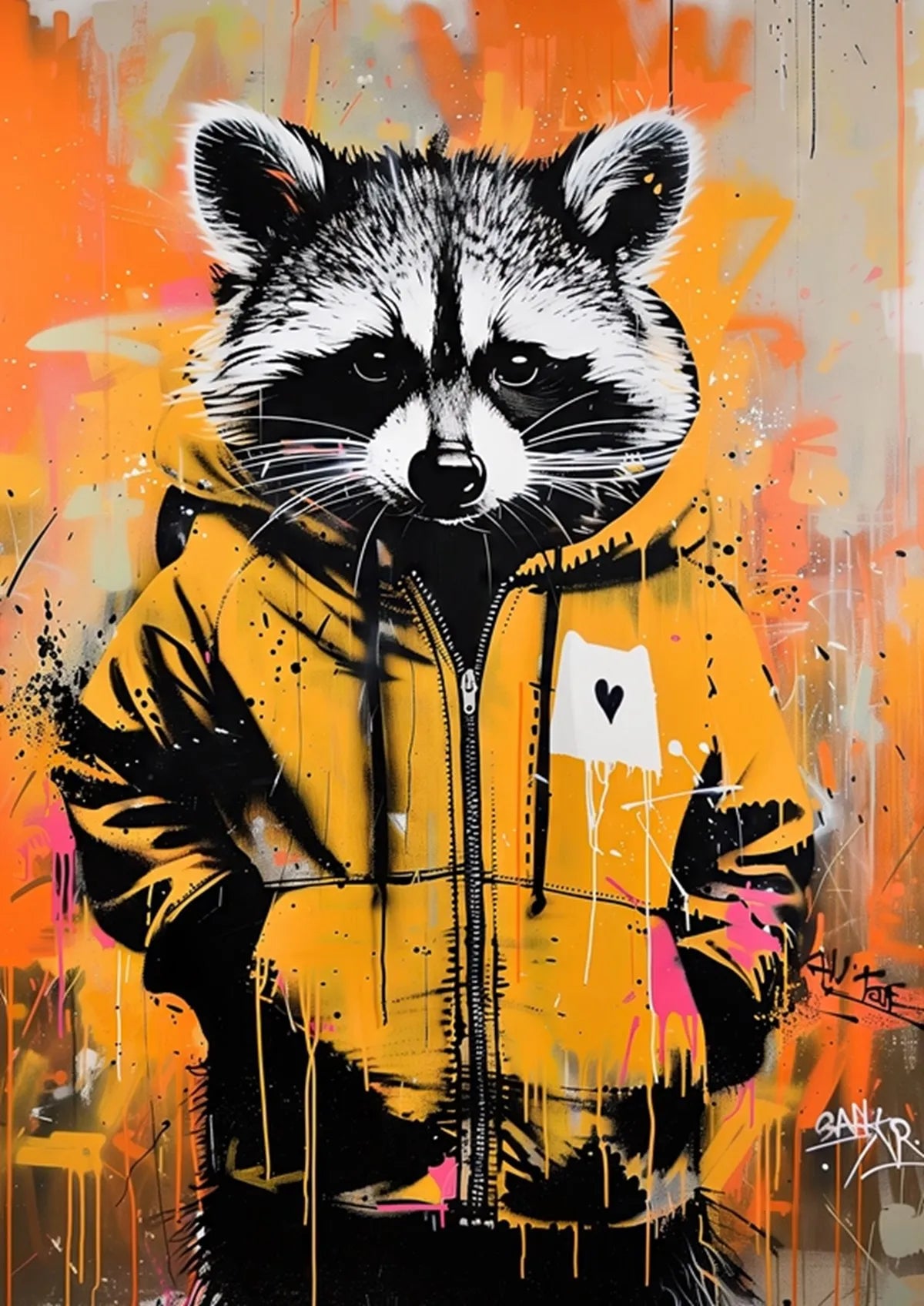 Banksy Pop Street Graffiti Wall Art Animal Canvas Posters and Prints Panda Dog Raccoon Painting for Living Room Decor Picture