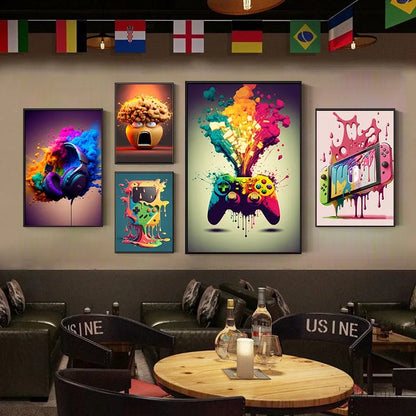 Colorful Game Controller Wall Art Poster Prints Nordic Aesthetic Picture Canvas Painting Gaming Boy Room Home Decoration