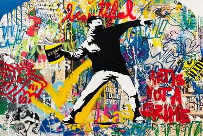 Quadro Banksy Street Art – Sneakers e Bambina con Palloncino – Stampa Pop Art su Tela Moderna