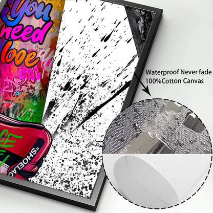 Quadro Banksy Street Art – Sneakers e Bambina con Palloncino – Stampa Pop Art su Tela Moderna