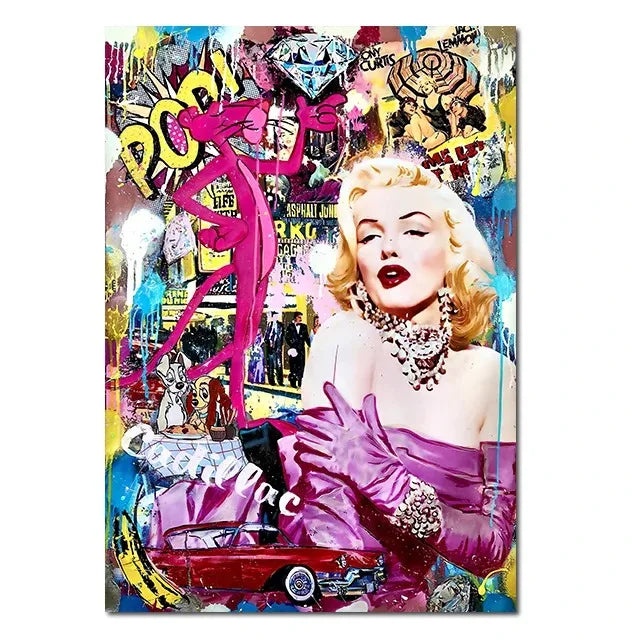 Sexy Classic Movie Star Monroe Poster Street Graffiti Pop Wall Art Canvas Painting Fashion Portrait Mural Home Shop Room Decor