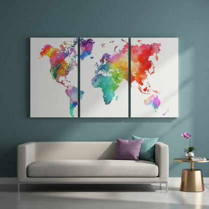 Mappamondo colorato || cartina geografica arcobaleno || Quadri moderni