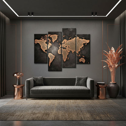 Quadro Mappamondo Moderno – Cartina Geografica in Stile Vintage - Urban