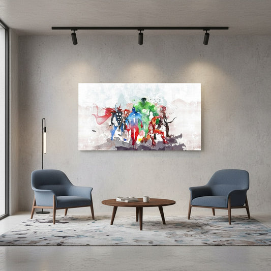 🦸 Quadri Supereroi Marvel Avengers acquarello – Stampa su Tela HD Pronta da Appendere