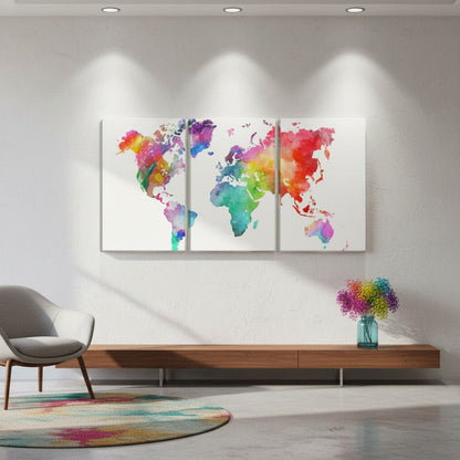 Mappamondo colorato || cartina geografica arcobaleno || Quadri moderni