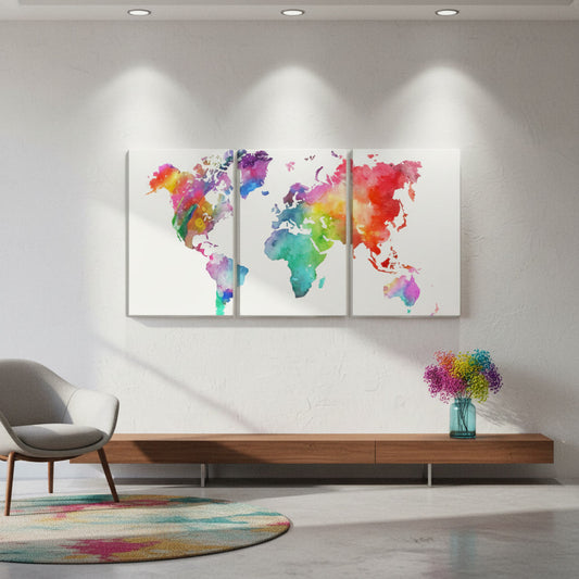 Mappamondo colorato || cartina geografica arcobaleno || Quadri moderni