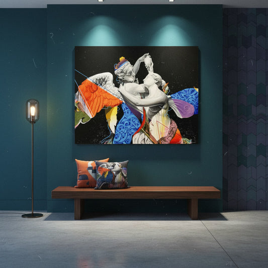 Quadro Amore e Psiche – Opera d’Arte Romantica su Tela Moderna 110x95 cm