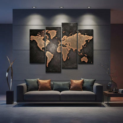 Quadro Mappamondo Moderno – Cartina Geografica in Stile Vintage - Urban