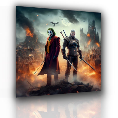 Quadro moderno con Joker, Witcher e Metal Gear, stampa su tela 45x45 per arredamento creativo