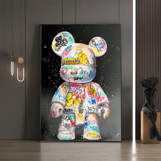 Quadro pop art Bearbrick colorato su tela moderna