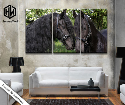 🐎 Quadri Cavalli Frisoni – Eleganza Potente in Stile Realistico
