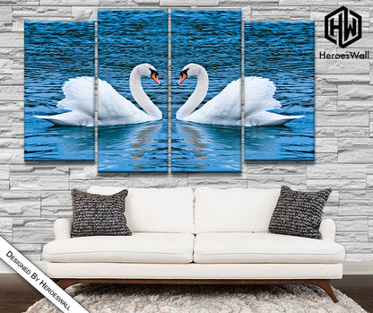 🦢 Quadro Cigni innamorati XXL – Eleganza, Purezza e Armonia su Tela Moderna