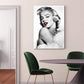 Gemälde von Marilyn Monroe || Rote Lippen || Modernes Bild Wohnzimmer Schlafzimmer Küche Druck auf schwarz-weißer Wandleinwand