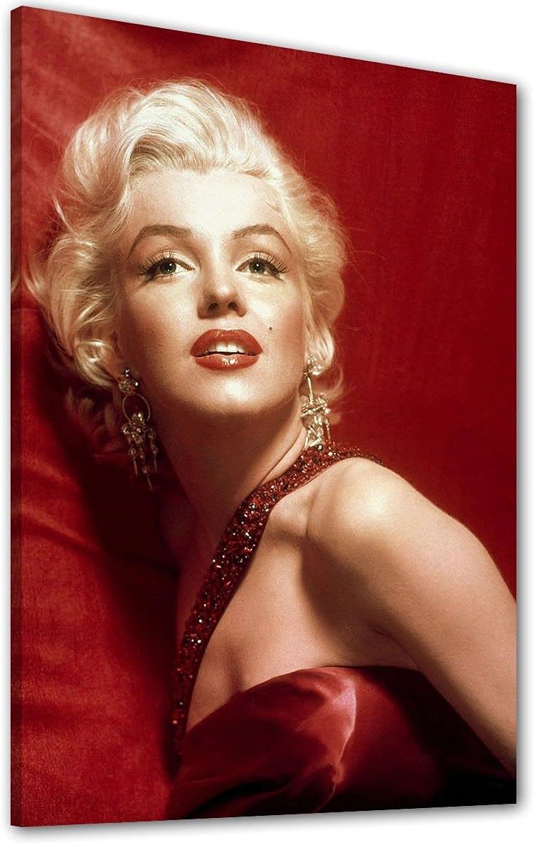 Quadri Marilyn Monroe || Labbra Rosse || Quadro Moderno Soggiorno Camera da Letto Cucina Stampa su Tela da Parete Bianco Nero