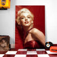 Gemälde von Marilyn Monroe || Rote Lippen || Modernes Bild Wohnzimmer Schlafzimmer Küche Druck auf schwarz-weißer Wandleinwand