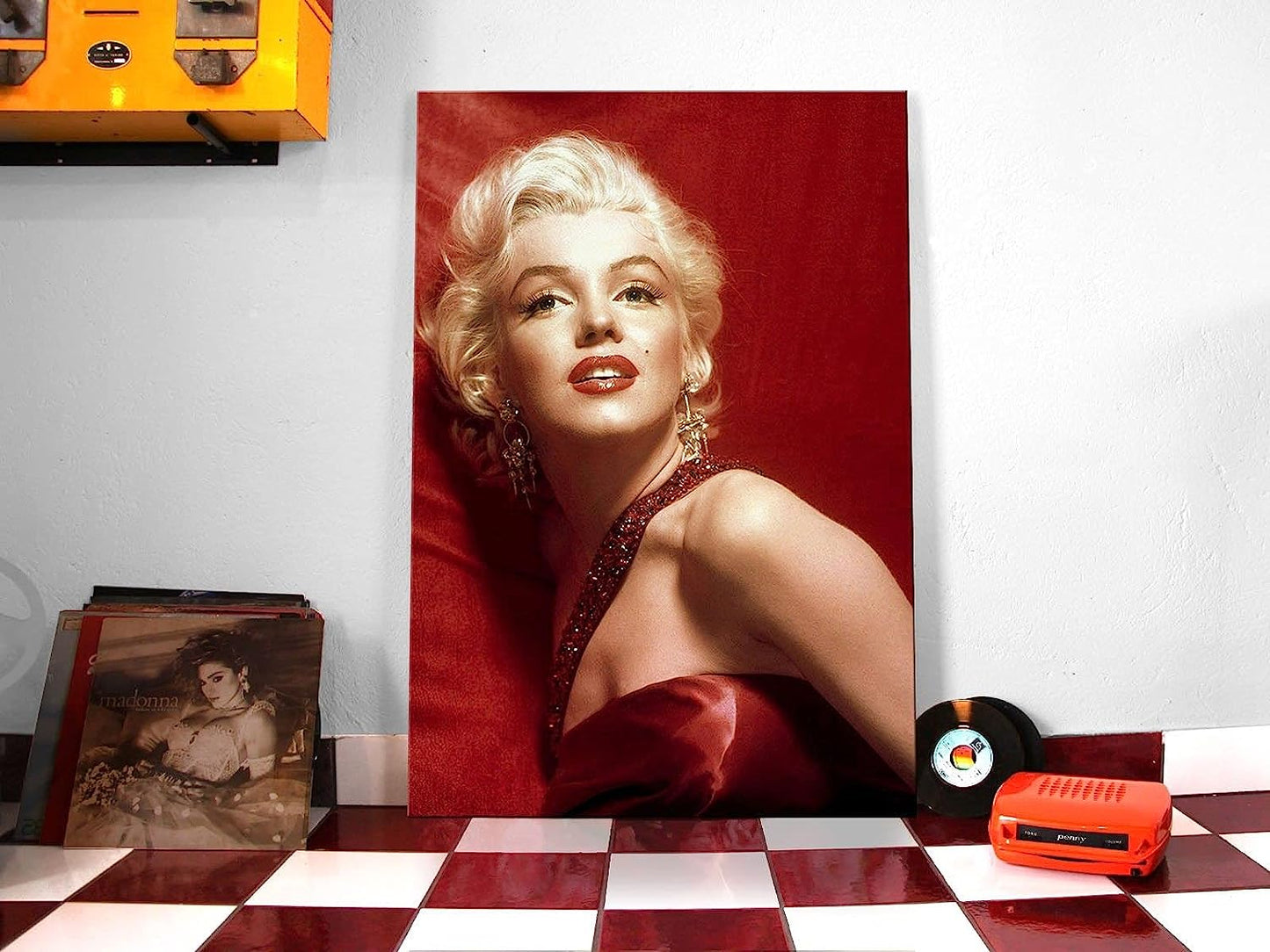 Quadri Marilyn Monroe || Labbra Rosse || Quadro Moderno Soggiorno Camera da Letto Cucina Stampa su Tela da Parete Bianco Nero