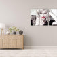 Gemälde von Marilyn Monroe || Rote Lippen || Modernes Bild Wohnzimmer Schlafzimmer Küche Druck auf schwarz-weißer Wandleinwand