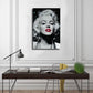 Gemälde von Marilyn Monroe || Rote Lippen || Modernes Bild Wohnzimmer Schlafzimmer Küche Druck auf schwarz-weißer Wandleinwand