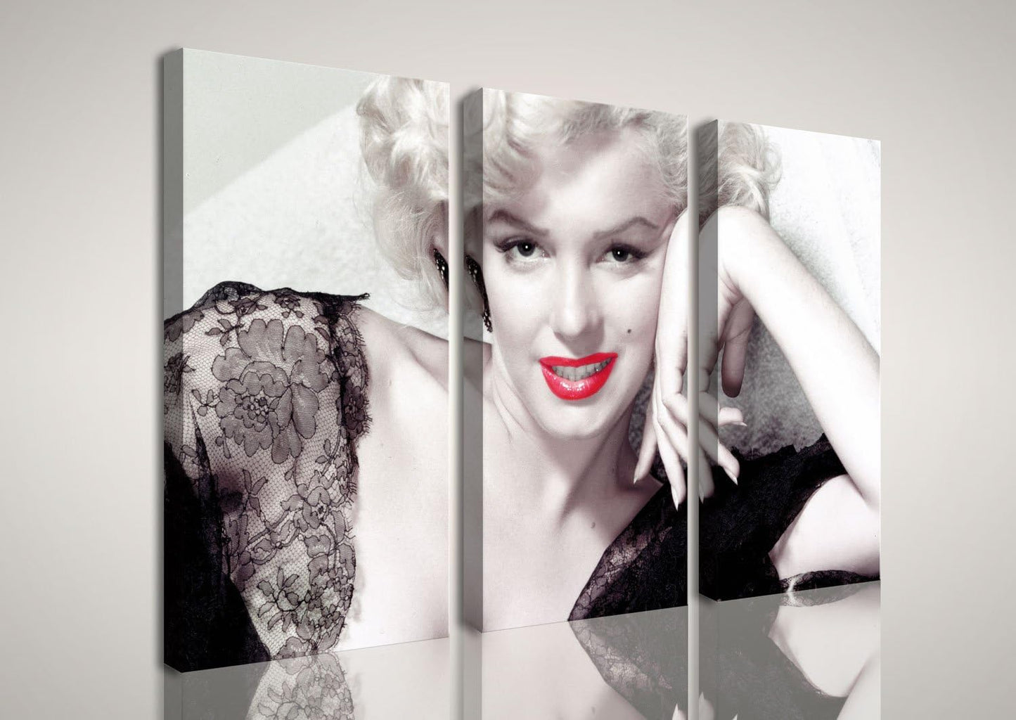 Quadri Marilyn Monroe || Labbra Rosse || Quadro Moderno Soggiorno Camera da Letto Cucina Stampa su Tela da Parete Bianco Nero