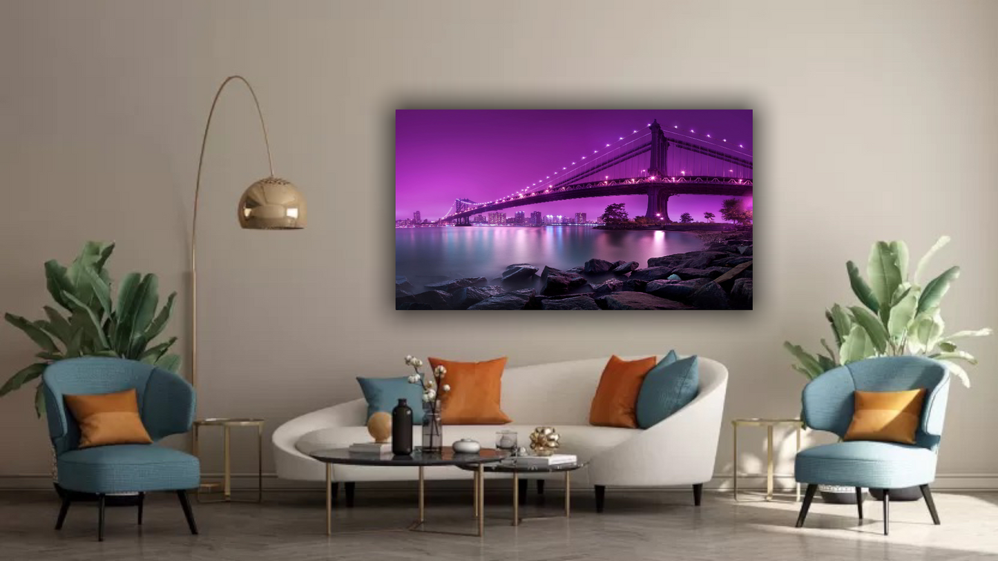 Quadro su tela Città di Notte || Ponte di Brooklyn || stampa su tela pittorica canvas