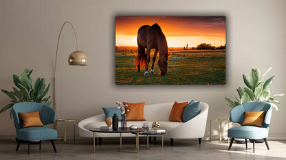 🐎 Cavallo al Tramonto – Quadro su Tela con Atmosfera Calda ed Emozionale
