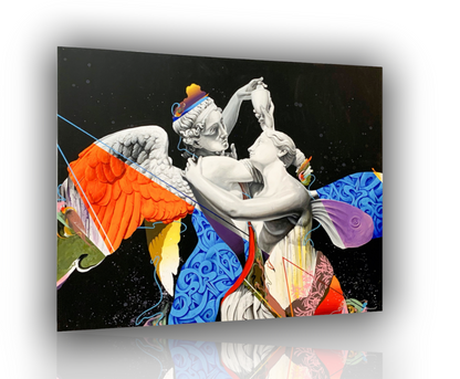 Quadro Amore e Psiche – Opera d’Arte Romantica su Tela Moderna 110x95 cm