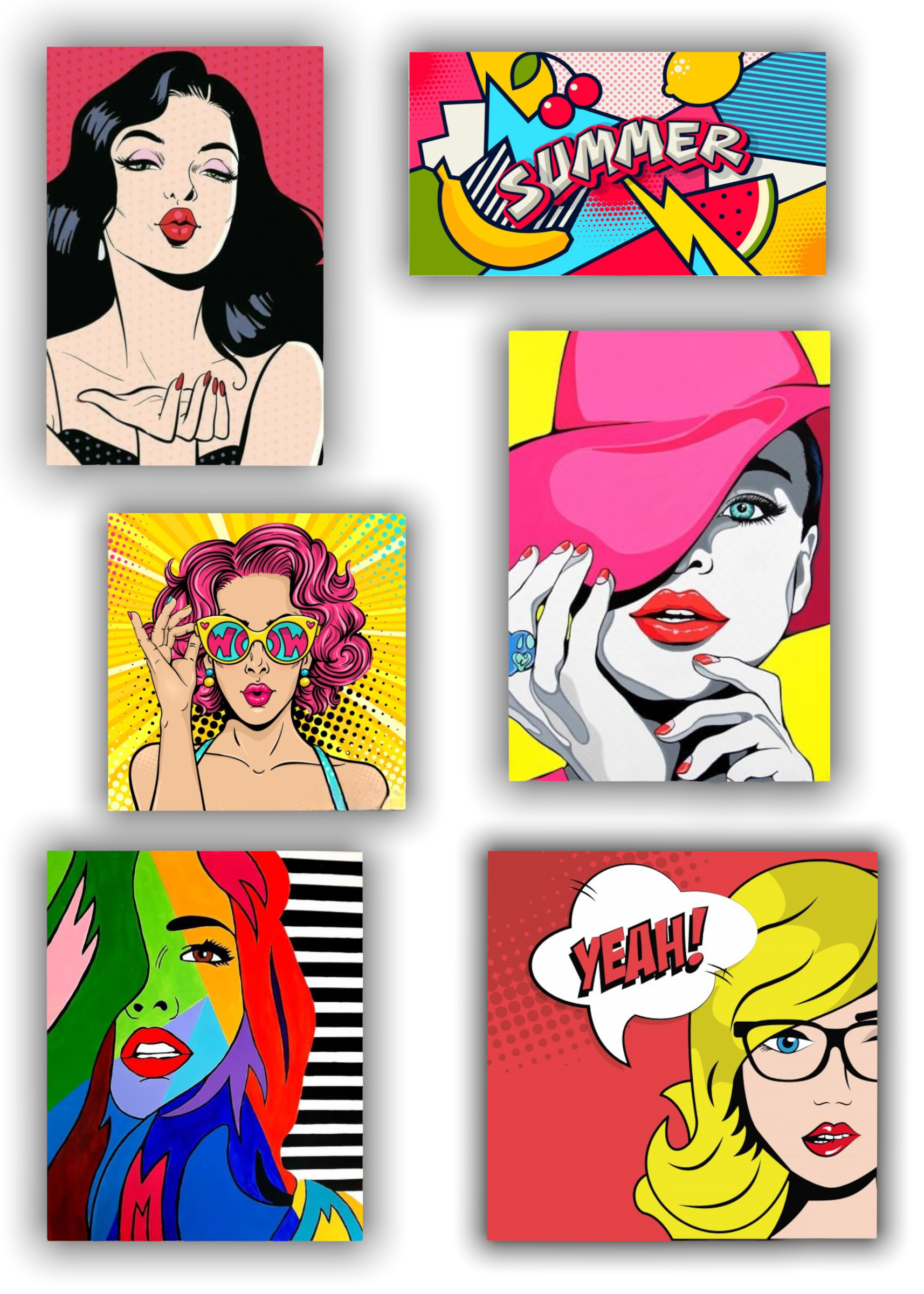 quadri di genere pop art in stile marilyn monroe a cartone