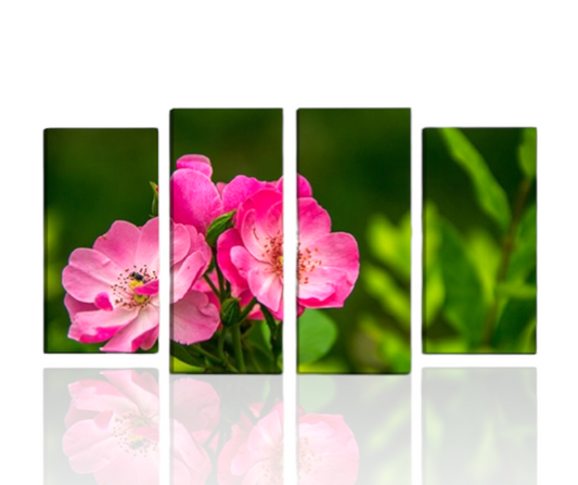 Quadro moderno con fiori rosa, stampa su tela elegante per arredare soggiorno, camera da letto o spazi romantici