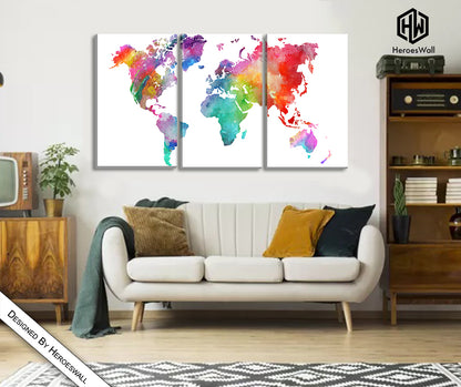 Globe coloré || carte arc-en-ciel || Tableaux modernes