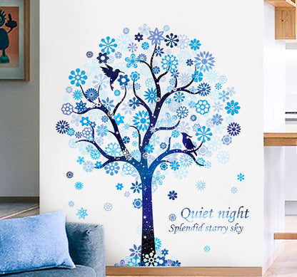 Adesivo murale || Ghiaccio, Fiori, Animali || Albero Frozen