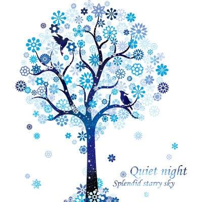 Adesivo murale || Ghiaccio, Fiori, Animali || Albero Frozen