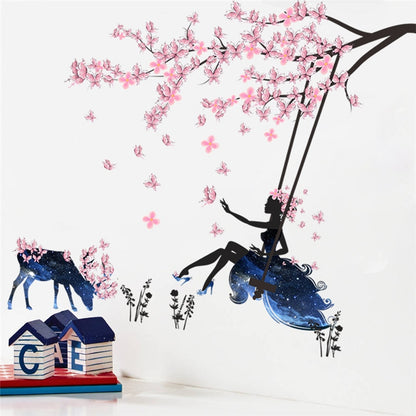Sticker mural || Arbre, Fée || Fleurs