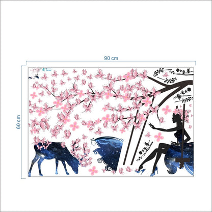 Sticker mural || Arbre, Fée || Fleurs