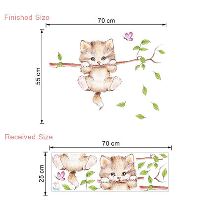 Sticker mural || Chat || Arbre &amp; Papillons