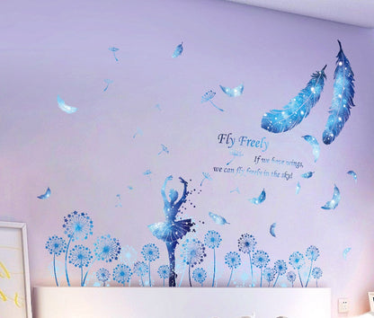Adesivi murali rimovibili. Adesivi 3D da parete, WALL STICKERS per bambini per camera per soggiorno per sala da pranzo. adesivo murale rimovibile. Animali, albero, fiori e farfalle, principessa frozen