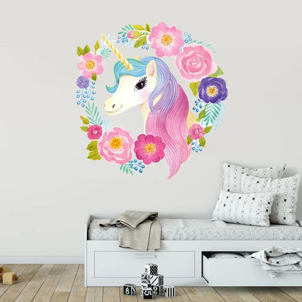 Adesivi murali 3D da parete, ANIMALI, unicorno arcobaleno, WALL STICKERS per bambini per camera per soggiorno per sala da pranzo