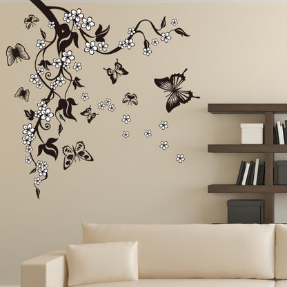 Adesivo murale || Fiori, Farfalle ||