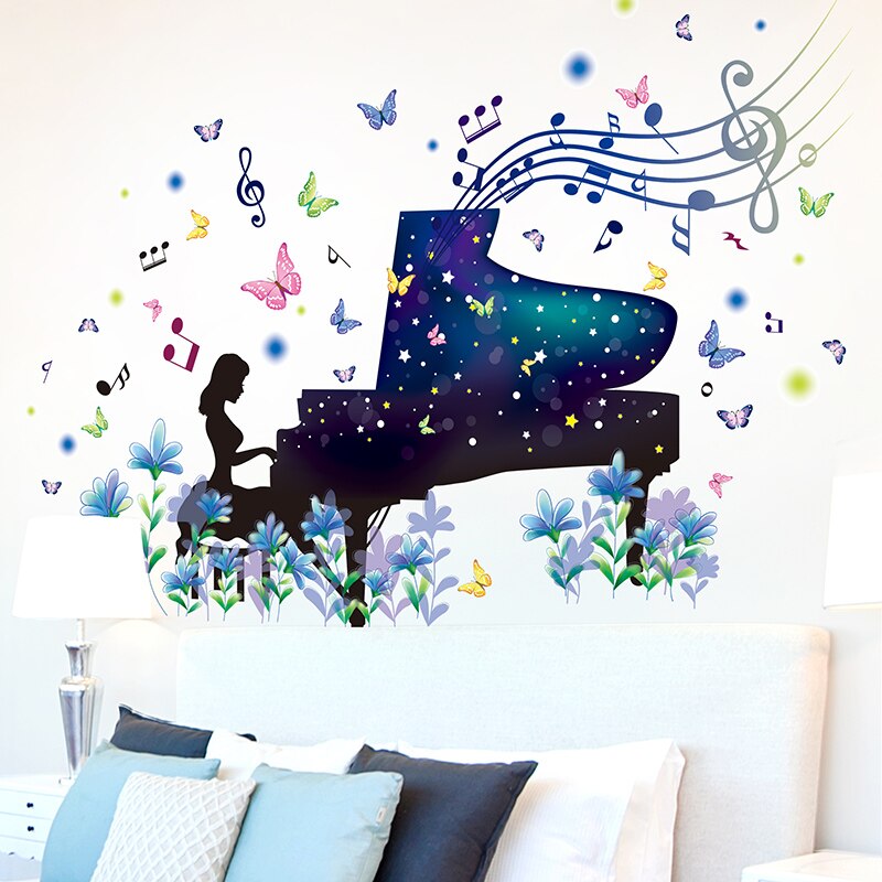 Adesivo murale, Piano, musica, Fiori
