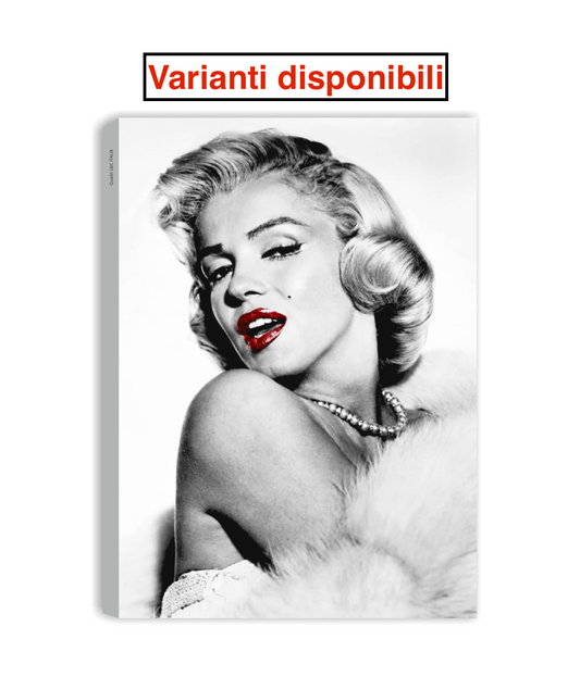 Quadro Marilyn Monroe con labbra rosse – stampa su tela moderna disponibile in varianti per arredamento elegante